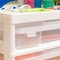 IRIS USA 5 Drawers 12” x 12” Scrapbook Plastic Rolling Storage Cart with Organizer Top with Casters, Black/White